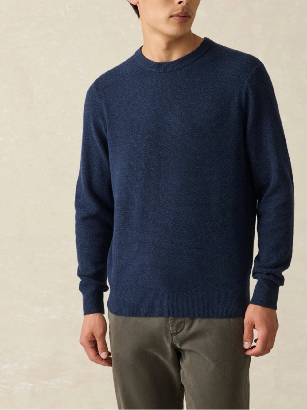 NWT Faherty Jackson Crew Sweater Navy Heather Blue Mens Organic‎ Cotton Pullover